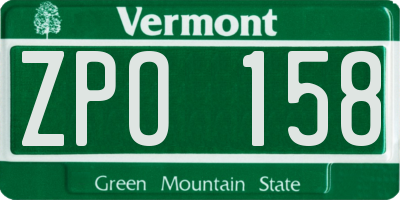 VT license plate ZPO158