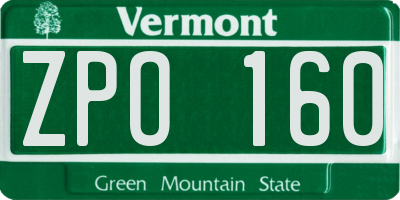 VT license plate ZPO160