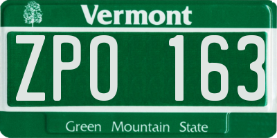 VT license plate ZPO163