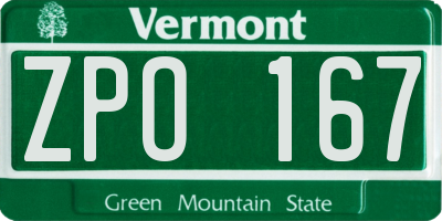 VT license plate ZPO167