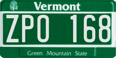 VT license plate ZPO168