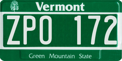 VT license plate ZPO172
