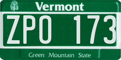 VT license plate ZPO173