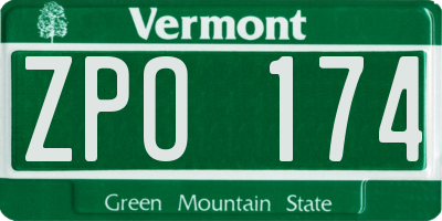 VT license plate ZPO174