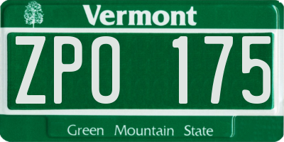 VT license plate ZPO175