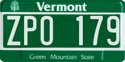 VT license plate ZPO179