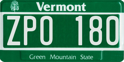 VT license plate ZPO180