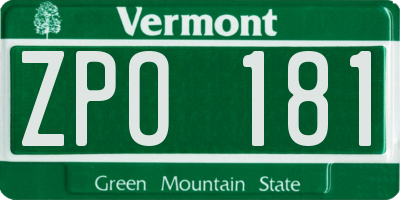 VT license plate ZPO181