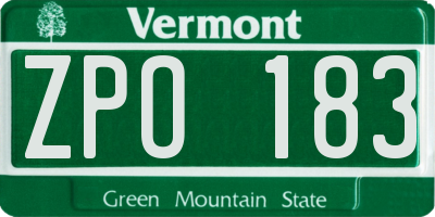 VT license plate ZPO183