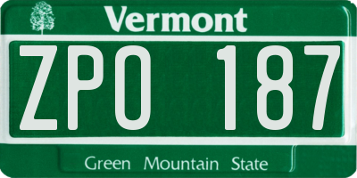 VT license plate ZPO187