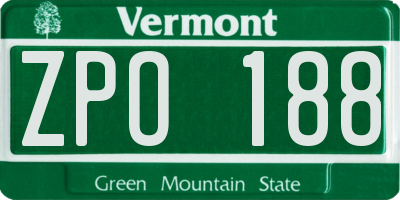 VT license plate ZPO188