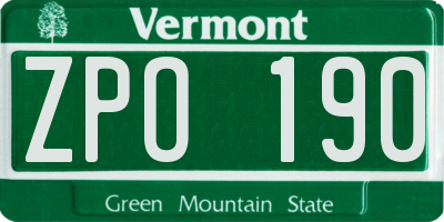 VT license plate ZPO190