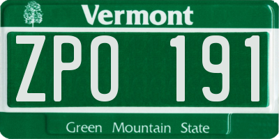 VT license plate ZPO191