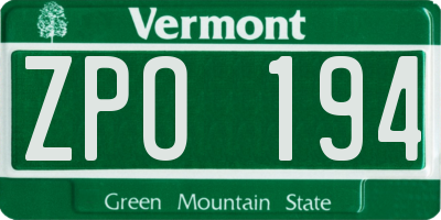 VT license plate ZPO194