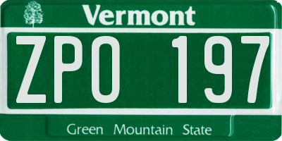 VT license plate ZPO197