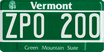 VT license plate ZPO200