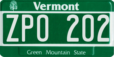 VT license plate ZPO202