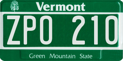 VT license plate ZPO210