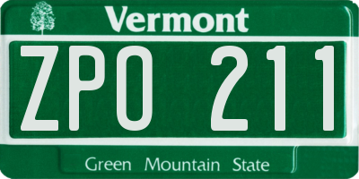 VT license plate ZPO211