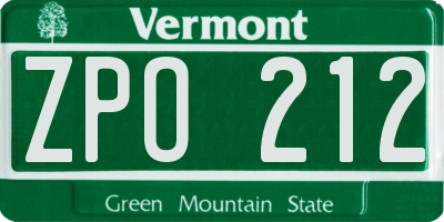 VT license plate ZPO212
