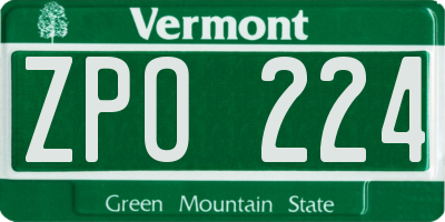 VT license plate ZPO224
