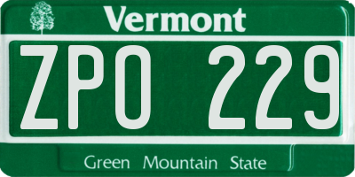 VT license plate ZPO229