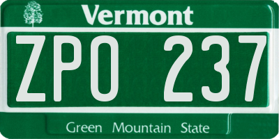 VT license plate ZPO237