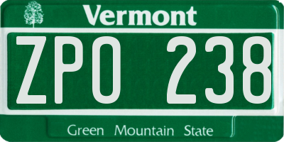 VT license plate ZPO238