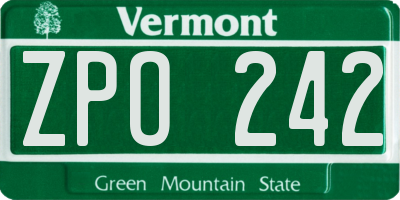 VT license plate ZPO242