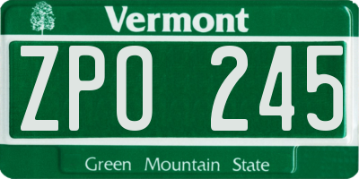 VT license plate ZPO245