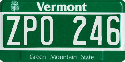VT license plate ZPO246