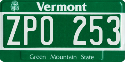 VT license plate ZPO253