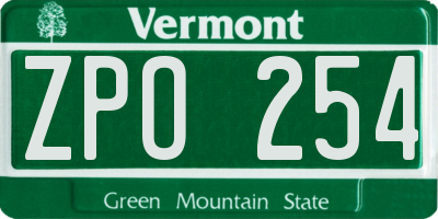VT license plate ZPO254