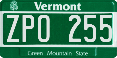 VT license plate ZPO255
