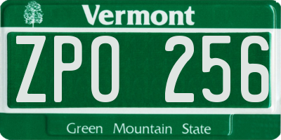 VT license plate ZPO256