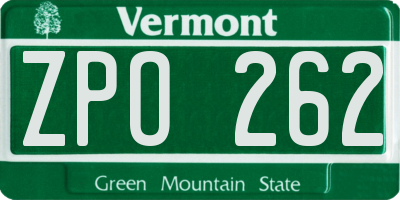 VT license plate ZPO262