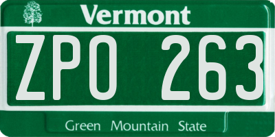 VT license plate ZPO263