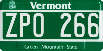 VT license plate ZPO266