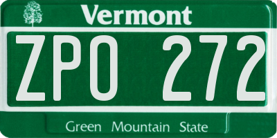 VT license plate ZPO272