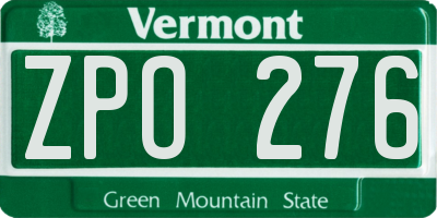 VT license plate ZPO276