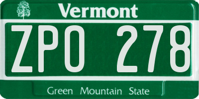 VT license plate ZPO278