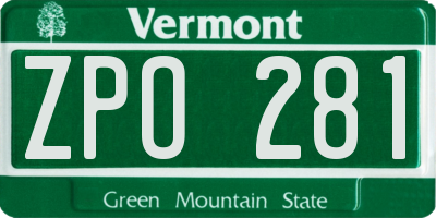 VT license plate ZPO281