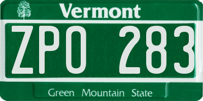 VT license plate ZPO283