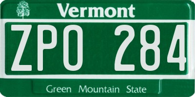 VT license plate ZPO284