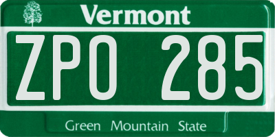 VT license plate ZPO285