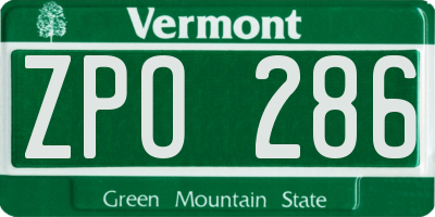 VT license plate ZPO286