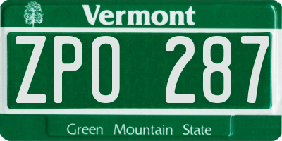 VT license plate ZPO287