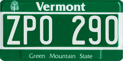 VT license plate ZPO290