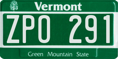 VT license plate ZPO291