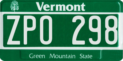 VT license plate ZPO298